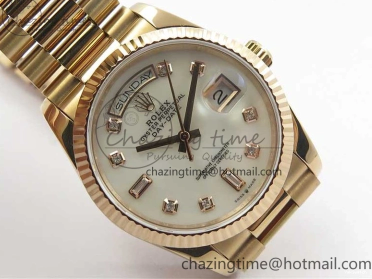 Best Bp RG Crystral 36 Edition 128239 on MOP Bracelet RG President Markers Dial Day-Date Maker White 0319